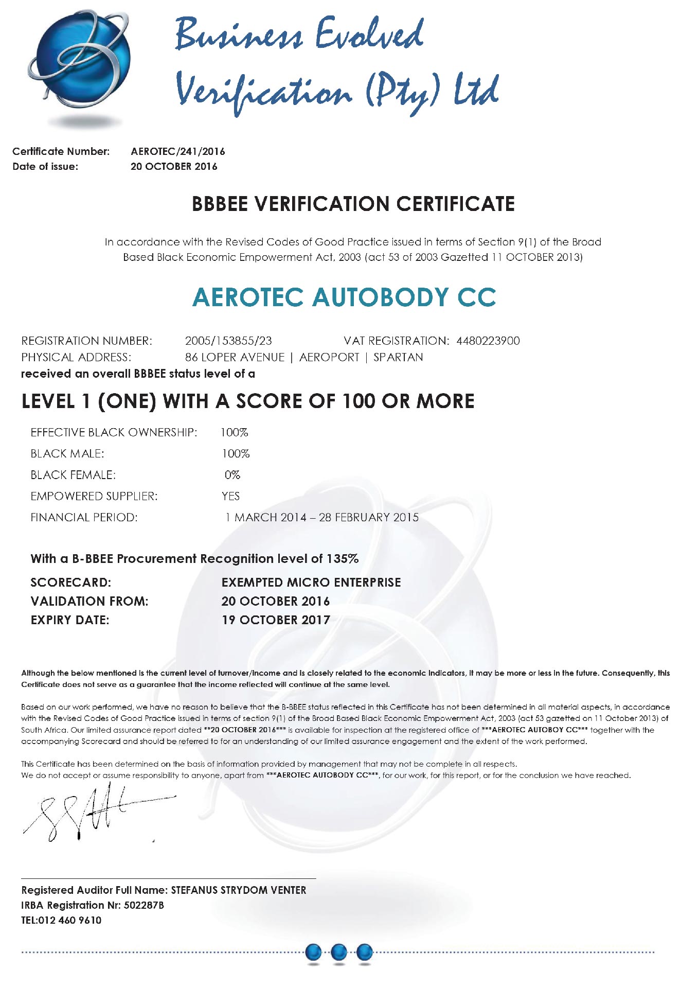 BEE-Certificate